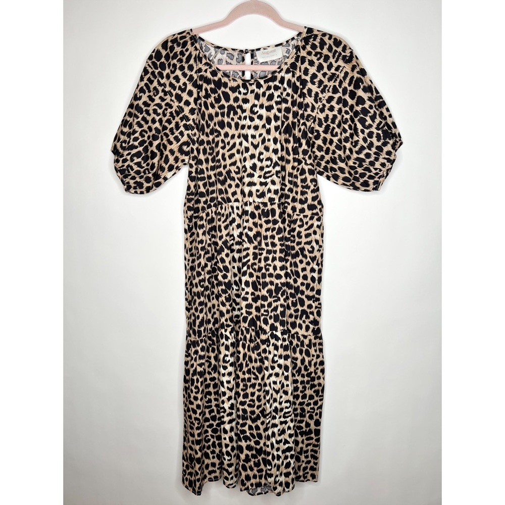 Auguste The Label Leopard Print Midi Dress in Tan and Black